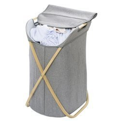 BAHARI szennyestartó, poliészter és pamut táska összecsukható vázon - 79 l, 68 x 46 x 40 cm, WENKO