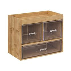 Sminkeszköz-tartó három átlátszó fiókkal + polc