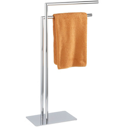 RECCO fürdőszobai törölközőtartó, stabil, szabadon álló 2 karos akasztó, WENKO, ezüst fényes