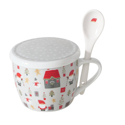 Karácsonyi jumbo bögre fedéllel és kanállal MONTI, 600 ml
