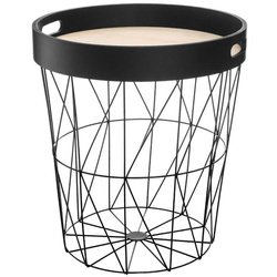 Alkalmi asztal tálcával és takarók, párnák tárolására, 3 az 1-ben, fekete