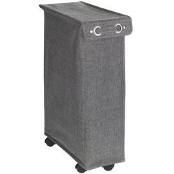Mosókosár fedéllel és kerekekkel, keskeny textil tároló - 43 l, 60 x 18,5 x 40 cm, WENKO