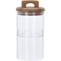 Üveg ételtároló edények fából készült fedéllel