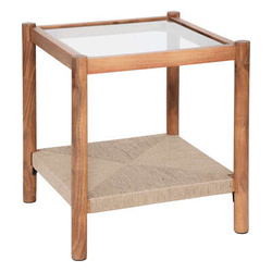 APALA üveg asztallapos fa kávézóasztal, 50 x 50 x 55 cm