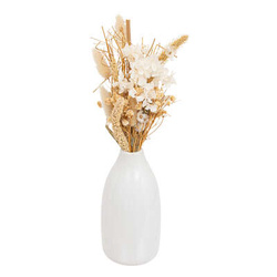 Szárított virágok fehér vázában, 25 cm