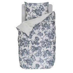 Bársonyos pamut ágynemű festett kék virágokkal, 155 x 220 cm, Esprit