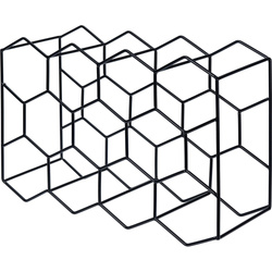 Borállvány, 11 üveg, fém, fekete