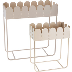 2 darab hullámos szélű SENSE fém virágtartó állvány, homokszínű