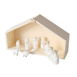 Minimalista karácsonyi jászol fehér NALUA, 10 figura