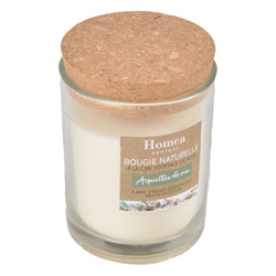 Környezetbarát parafinnal töltött gyertya üvegben, parafa fedéllel.