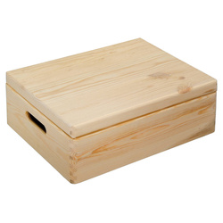 Fából készült doboz fogantyúkkal és fedéllel, 39 x 29 cm, Kesper