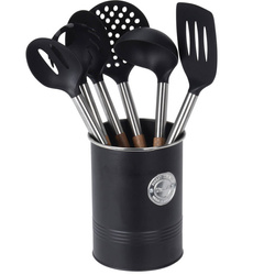 Főzőeszköz készlet, 6 darab fém állványban