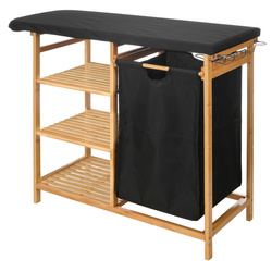 Bambusz szekrény vasalódeszkával és mosószennyel BAMY, 111 x 34 x 82 cm