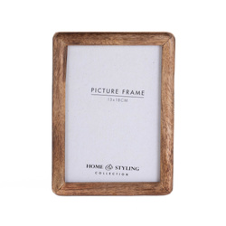 Fából készült, álló fényképkeret, mangófából, 23 x 2 x 28 cm