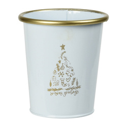 Fehér karácsonyi fémdoboz.