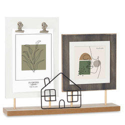 2 fénykép keret házikó, álló, fém és MDF