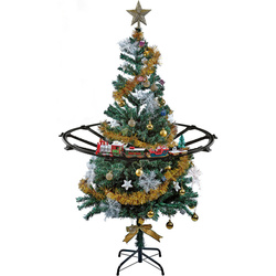 Karácsonyi vonat, világítással és hanggal rendelkező fenyőfára való kisvasút