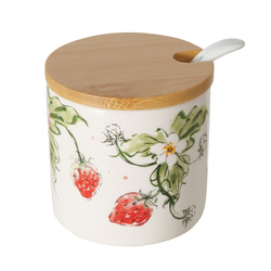 Kerámia edény kanállal és bambusz fedővel, EPER