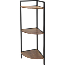 Fém sarokpolc, 3 MDF polccal, 23,5 x 23,5 x 76 cm