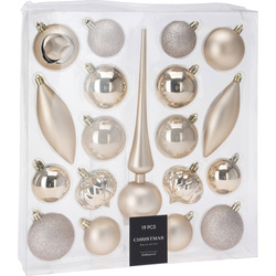 Karácsonyfadísz készlet különböző formákkal, 19 db.