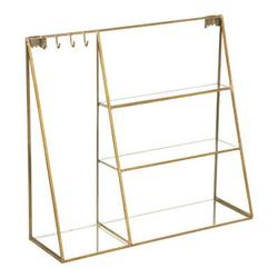 Ékszertartó állvány polcokkal és akasztókkal, üvegből, 27 cm