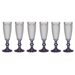 Pohár pezsgőhöz mintával és színes lábbal, 185 ml, 6 darab