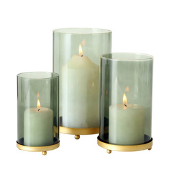 Knikki üveg gyertyatartók, arany talapzat, 3 darab