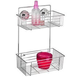 BARI fürdőszobai polc zuhany alá, Vacuum-Loc - 2 szint, WENKO, ezüst