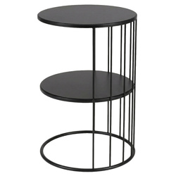 Kerek fém kávézóasztal RODA polccal, 52 cm