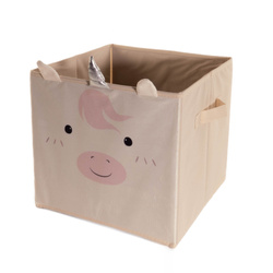 Textil tároló a játékoknak Egyszarvú, füllel és szarvval, 32 x 32 x 30 cm