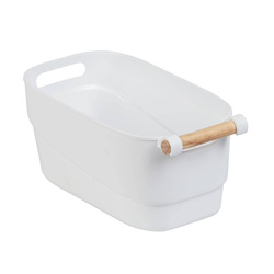 Műanyag tároló fa fogantyúval, 14,5 x 12 x 27 cm, WENKO