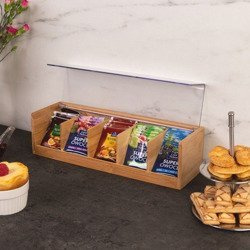 Fából készült teásdoboz, tea tároló - 5 rekesz, bambusz