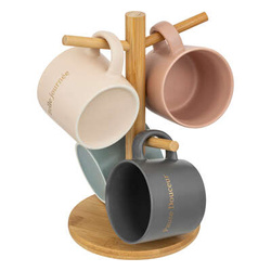 BELLE kávéscsészék fából készült állványon, 200 ml