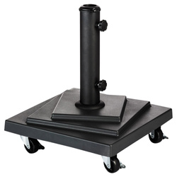 Fekete, 15 kg-os betonalapú napernyő állvány.