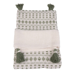 TISSIA pamut takaró bojtokkal, jacquard pamut, 125 x 150 cm