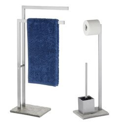 Törölközőtartó, toalettpapír és WC-kefe GRANITE - szett, WENKO