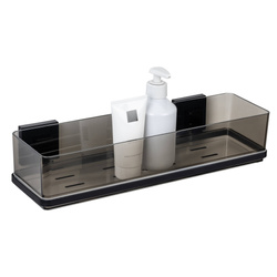 Átlátszó QUADRO fürdőszobai polc, fúrás nélküli szerelés, fekete