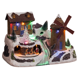 Karácsonyi jászol Szélmalom, LED világítással