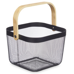Fekete hálós kosár fából készült fogantyúval