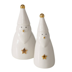 Két porcelán JELKI figura, fehér Mikulások