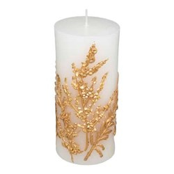 Díszes gyertya arany növényi mintával, 14,5 cm