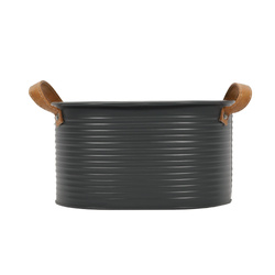 Üvegtartó doboz, bőr fogantyúkkal, 6 üveghez.