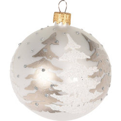 Üvegből készült díszgömb csillámos díszítéssel, Ø 10 cm