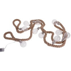 LED fénylánc izzó motívummal juta zsinóron - 10 izzó