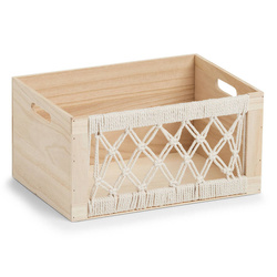 BOHO fémrácsos fa doboz, 35 x 25 x 18 cm