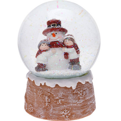 Díszes hópehely gömb karácsonyi jelenettel, Ø 10 cm