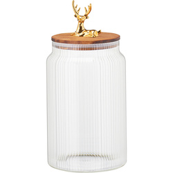 Üveg tárolóedény fedéllel, rénszarvassal, 1600 ml