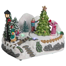 Karácsonyi városka, ünnepi jelenet nagy karácsonyfával