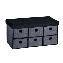 Előszobai ülőke len imitációból, 6 fiókkal