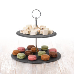 Kő torta- és snacktálca, 2 szinttel